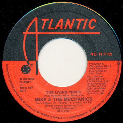 MIKE & THE MECHANICS - THE LIVING YEARS (7", 45 RPM)