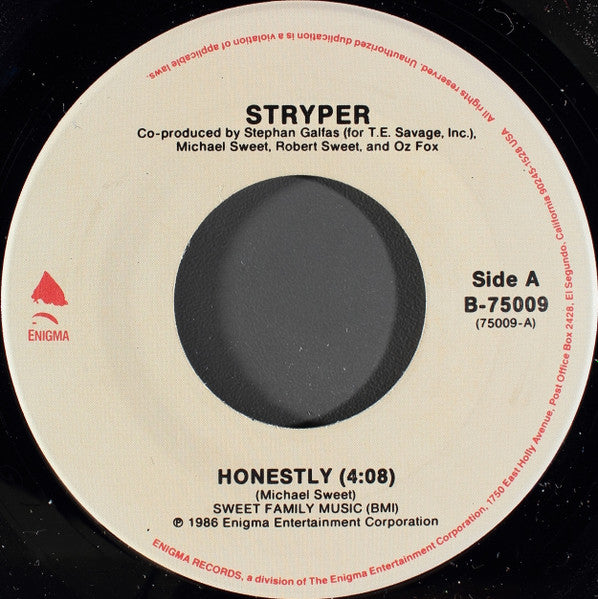 STRYPER - HONESTLY/SING-ALONG-SONG (7", 45 RPM)