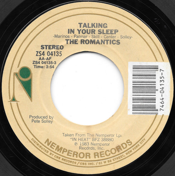 THE ROMANTICS - TALKING IN YOUR SLEEP (7", 45 RPM)