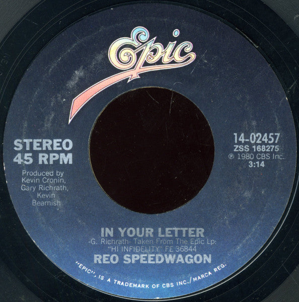 REO SPEEDWAGON - IN YOUR LETTER (7", 45 RPM)