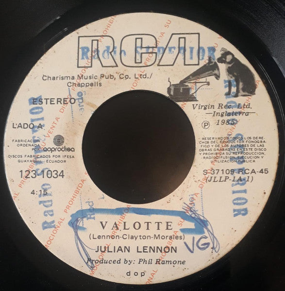 JULIAN LENNON - VALOTTE (7", 45 RPM)
