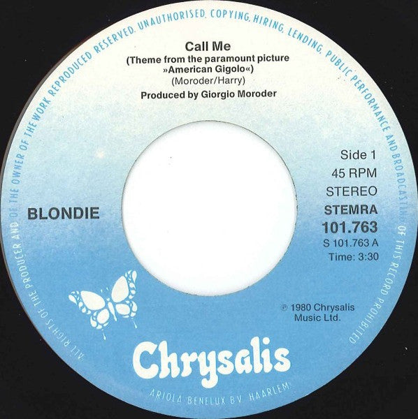 BLONDIE - CALL ME (7", 45 RPM)