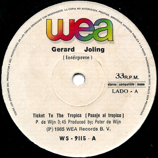 GERARD JOLING - TICKET TO THE TROPICS (7", 45 RPM)