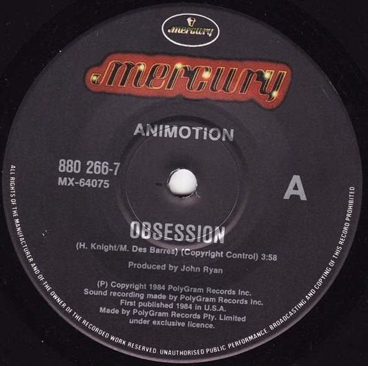 ANIMOTION - OBSESSION  (7", 45 RPM)
