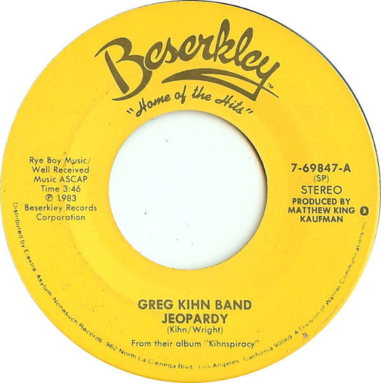 GREG KIHN BAND - JEOPARDY  (7", 45 RPM)
