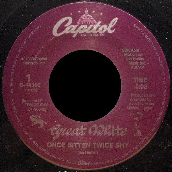 GREAT WHITE - ONCE BITTEN TWICE SHY / SLOW RIDE (7", 45 RPM)