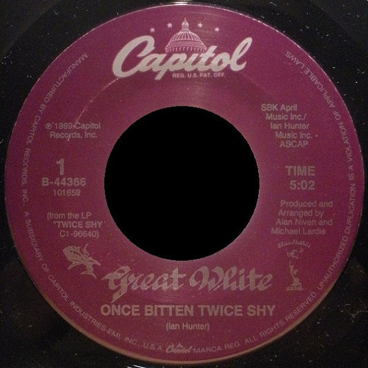 GREAT WHITE - ONCE BITTEN TWICE SHY / SLOW RIDE (7", 45 RPM)