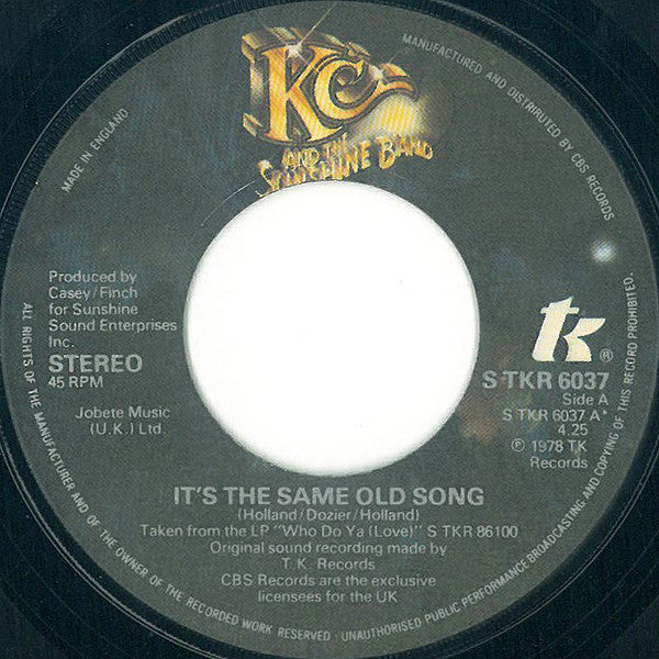 KC AND THE SUNSHINE BAND - IT'S THE SAME OLD SONG (7", 45 RPM)