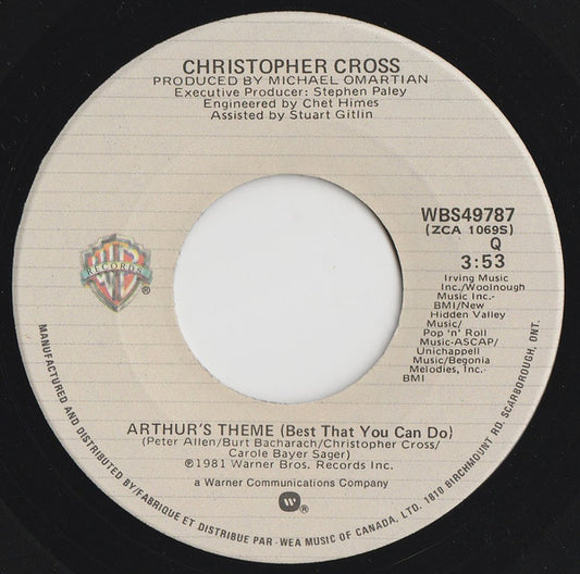 CHRISTOPHER CROSS - ARTHUR'S THEME (BEST THAT YOU CAN DO) (45 RPM, 7")