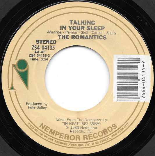 THE ROMANTICS - TALKING IN YOUR SLEEP (7", 45 RPM)