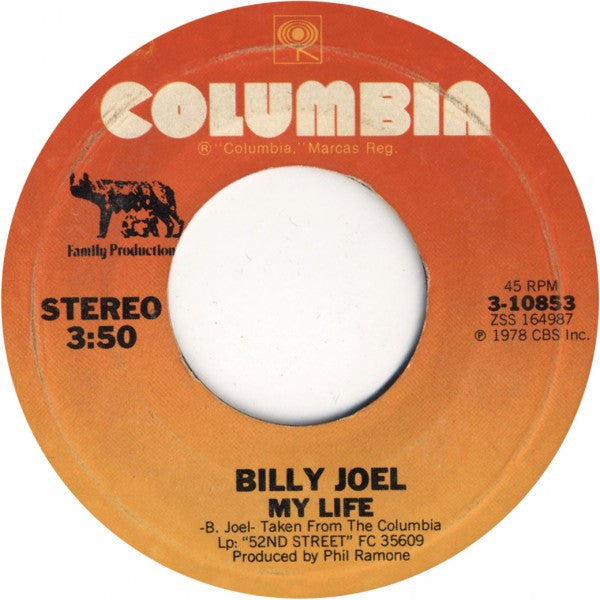 BILLY JOEL - MY LIFE (7", 45 RPM)