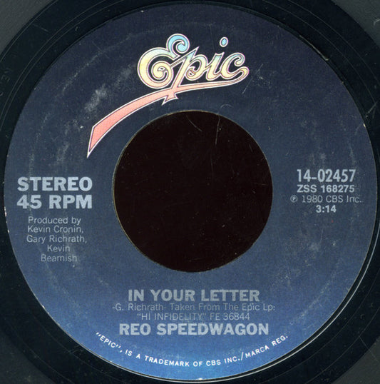 REO SPEEDWAGON - IN YOUR LETTER (7", 45 RPM)