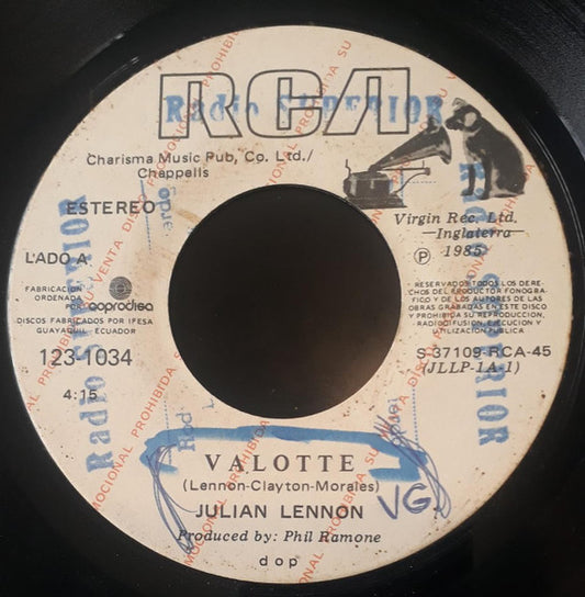 JULIAN LENNON - VALOTTE (7", 45 RPM)