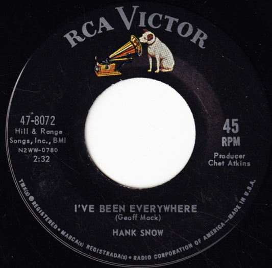 HANK SNOW - I'VE BEEN EVERYWHERE (7", 45 RPM)