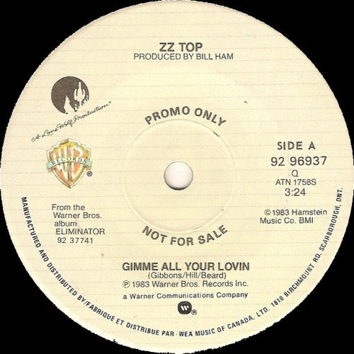 ZZ TOP - GIMME YOUR LOVIN' (7", 45 RPM)