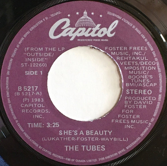 THE TUBES - SHE'S A BEAUTY (7", 45 RPM)
