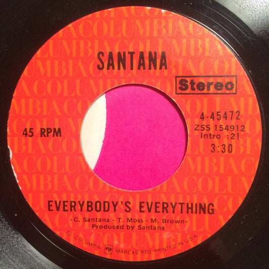 SANTANA - EVERYBODY'S EVERYTHING / GUAJIRA (7", 45 RPM)