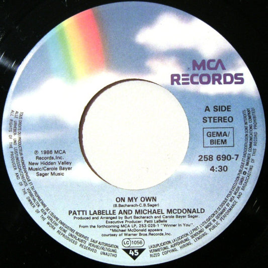 PATTI LA BELLE AND MICHAEL MCDONALD - ON MY OWN (7", 45 RPM)