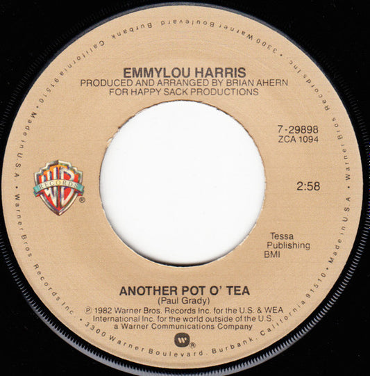 EMMYLOU HARRIS - ANOTHER POT O' TEA / (LOST HIS LOVE) ON OUR LAST DATE (7", 45 RPM)