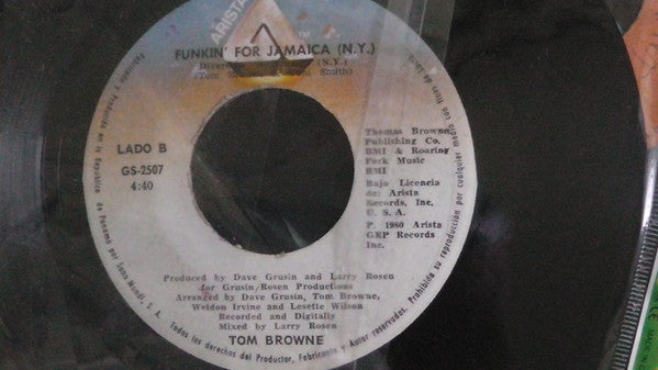 TOM BROWNE - FUNKIN' FOR JAMAICA (N.Y.) (7", 45 RPM)