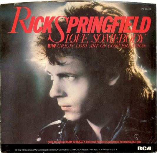 RICK SPRINGFIELD - LOVE SOMEBODY  (7", 45 RPM)