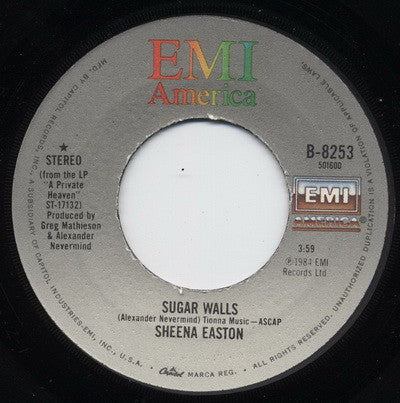 SHEENA EASTON - SUGAR WALLS  (7", 45 RPM)
